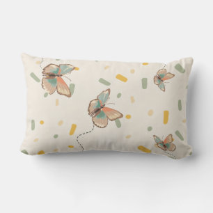 Mint Green Butterfly Lumbar Pillow