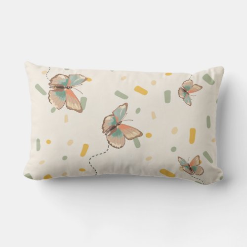 Mint Green Butterfly Lumbar Pillow
