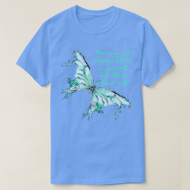 Mint Green Butterfly Mental Health Awareness5779  T-Shirt (Design Front)