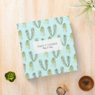 Mint Green Cactus Binder with Name Monogram