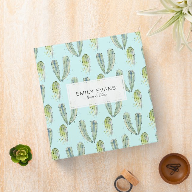 Mint Green Cactus Binder with Name Monogram (In Situ)