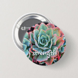 Mint Green Cactus Succulent Photo Strength Script Button