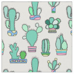 Mint Green Cactus &amp; Succulent Plant Pattern Fabric