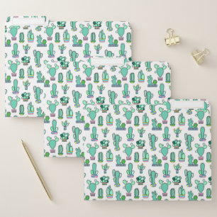 Mint Green Cactus & Succulent Plant Pattern File Folder