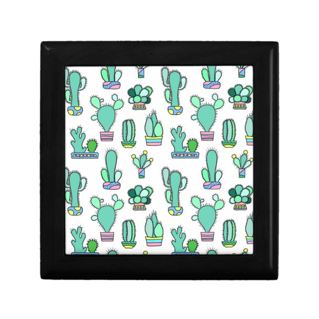 Mint Green Cactus & Succulent Plant Pattern Gift Box (Front)