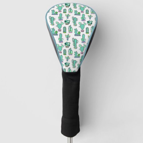 Mint Green Cactus  Succulent Plant Pattern Golf Head Cover