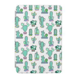 Mint Green Cactus & Succulent Plant Pattern iPad Mini Cover