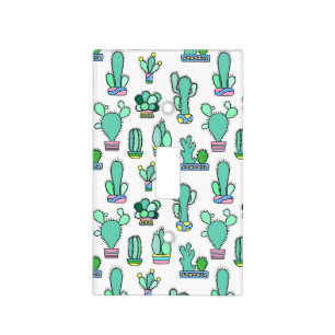 Mint Green Cactus & Succulent Plant Pattern Light Switch Cover