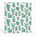 Mint Green Cactus &amp; Succulent Plant Pattern Mini Binder
