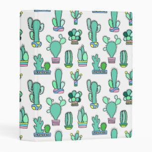 Mint Green Cactus & Succulent Plant Pattern Mini Binder