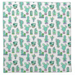 Mint Green Cactus &amp; Succulent Plant Pattern Napkin