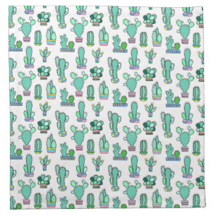 Mint Green Cactus & Succulent Plant Pattern Napkin