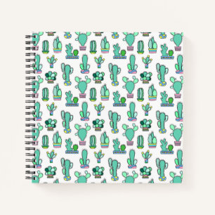 Mint Green Cactus & Succulent Plant Pattern Notebook