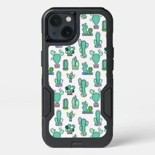 Mint Green Cactus & Succulent Plant Pattern iPhone 13 Case