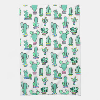 Mint Green Cactus & Succulent Plant Pattern Towel