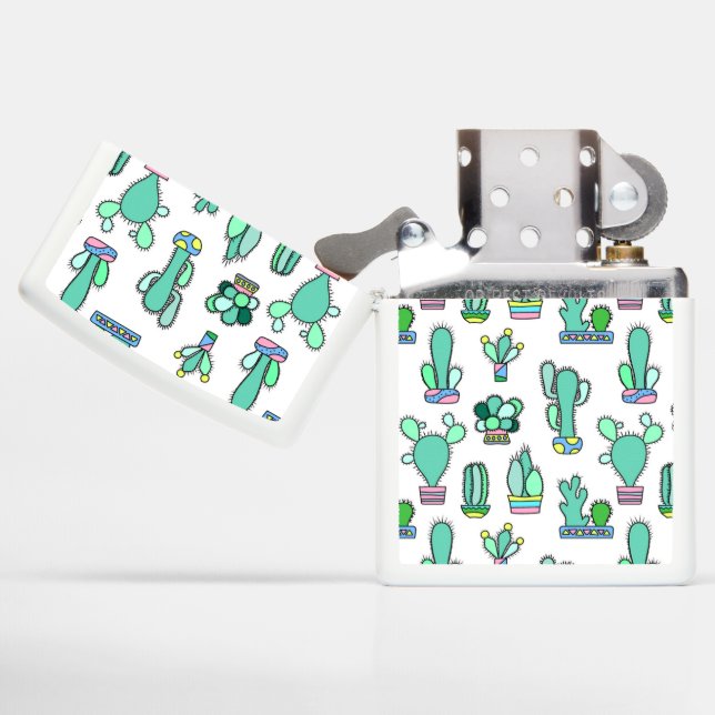 Mint Green Cactus & Succulent Plant Pattern Zippo Lighter | Zazzle
