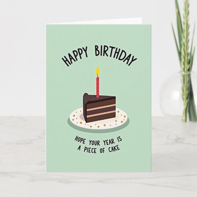Mint Green Cake Birthday Card (Front)