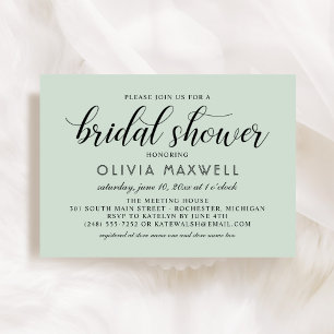 Mint Green Calligraphy Script Wedding Shower Invitation