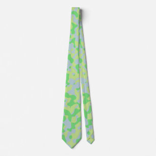 Mint Green Camouflage in Light Olive and Soft Gray Neck Tie