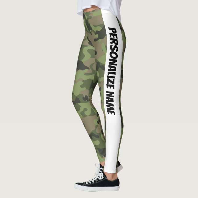 Mint Green Camouflage PERSONALIZE  Leggings (Left)