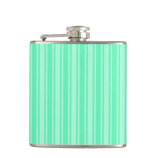 Mint green candy stripes flask (Front)