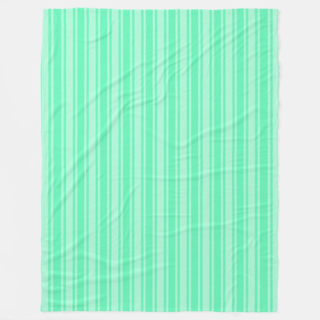 Mint green candy stripes fleece blanket (Front)