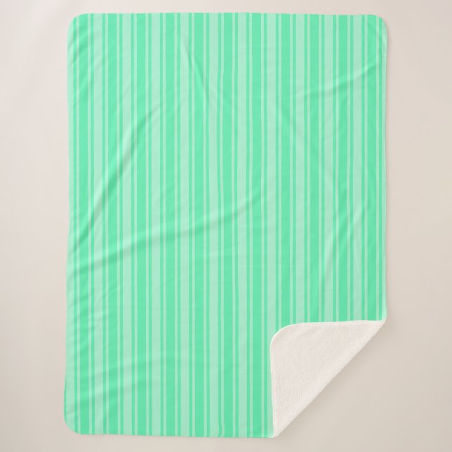 Mint green candy stripes sherpa blanket (Front)
