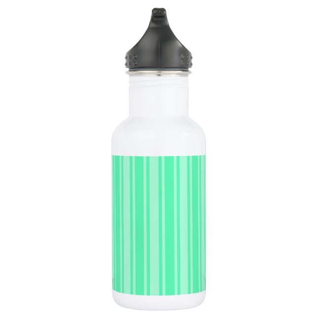 Mint green candy stripes stainless steel water bottle (Right)