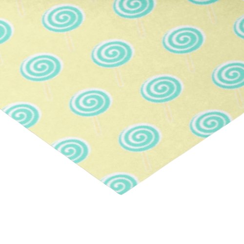 Mint Green Candy Swirls on Yellow Tissue Paper