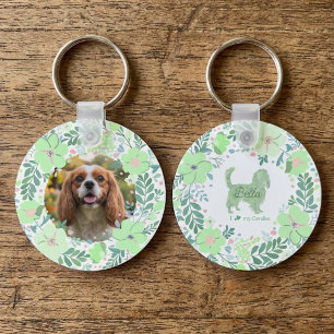 Mint Green Cavalier King Charles Spaniel Custom Keychain