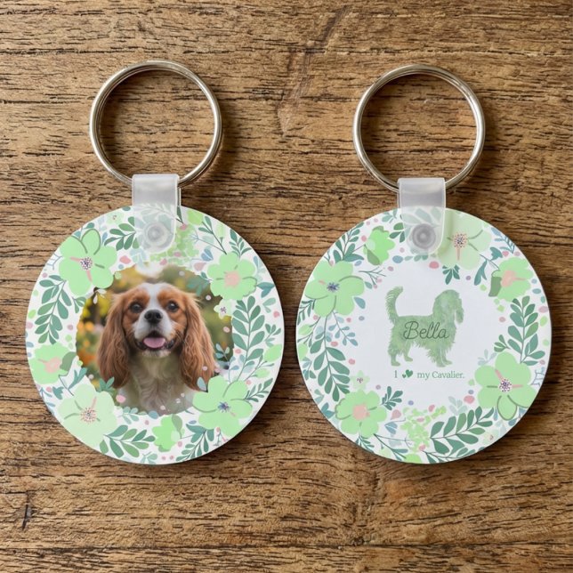 Mint Green Cavalier King Charles Spaniel Custom Keychain (Creator Uploaded)