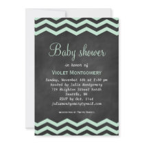Mint Green Chalkboard Baby Shower Invite