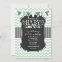 Mint Green Chalkboard Chevron Baby Shower Invite