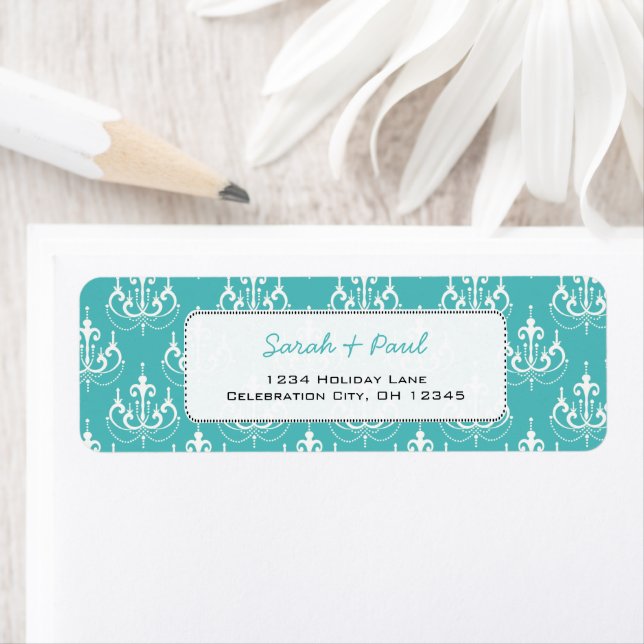 Mint Green Chandeliers  Return Address Label (Insitu)