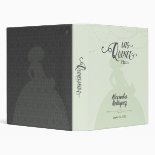 Mint Green Charro Silhouette Quinceanera 3 Ring Binder