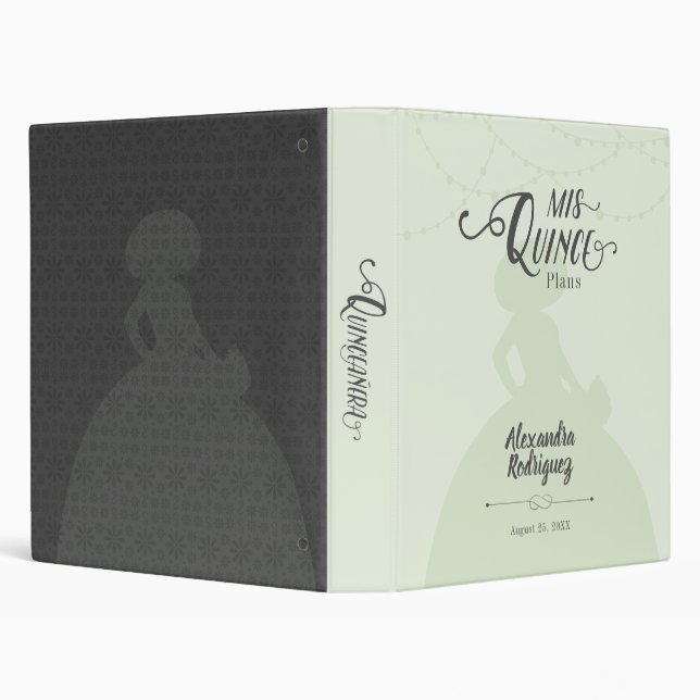 Mint Green Charro Silhouette Quinceanera 3 Ring Binder (Background)