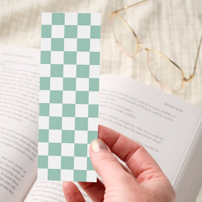 Mint Green Checkerboard Minimalist Modern Pattern  Bookmarks (Hand)