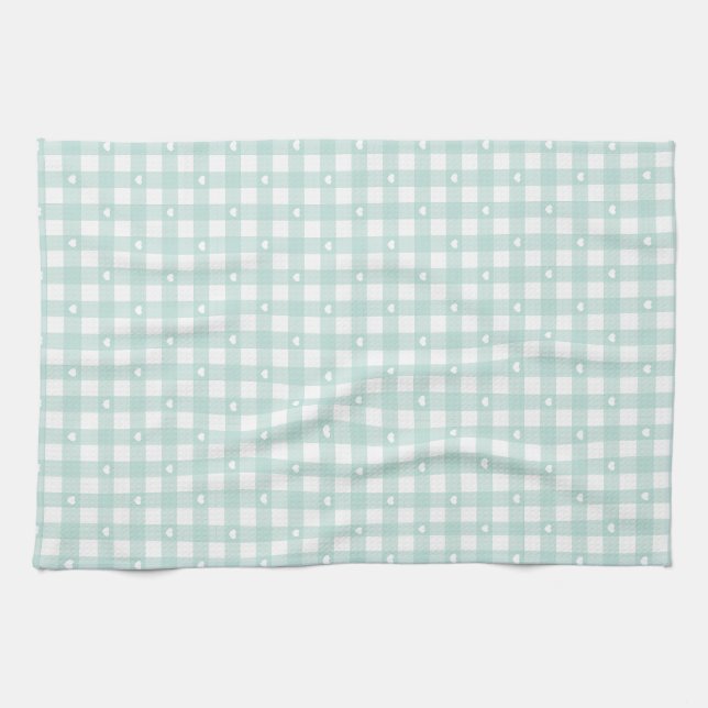 Mint Green Checks Kitchen Towel (Horizontal)