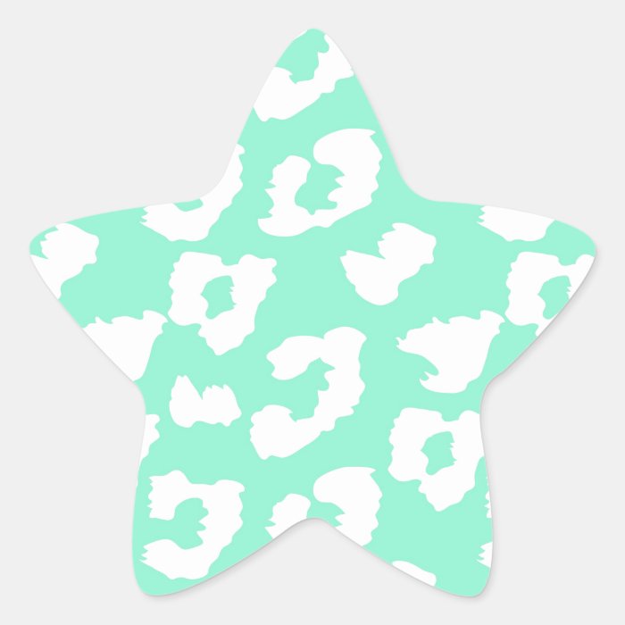 Mint Green Cheetah Leopard Print Star Sticker