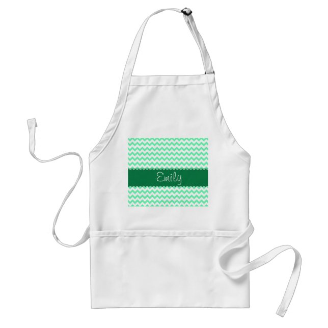Mint Green Chevron Adult Apron (Front)