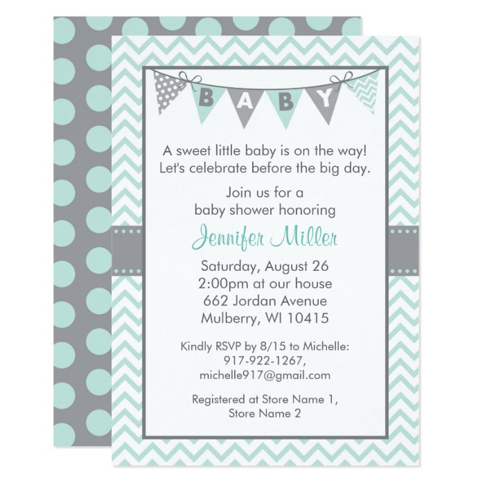 Mint Green Baby Shower Invitations 4