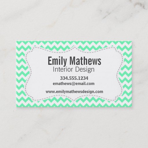 Customizable Mint Green Chevron Business Cards