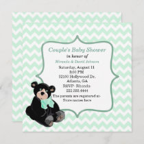 Mint Green Chevron Custom Baby Shower Invitation