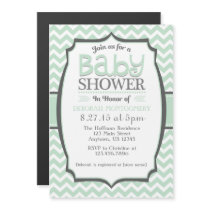 Mint Green Chevron Magnetic Baby Shower Invite