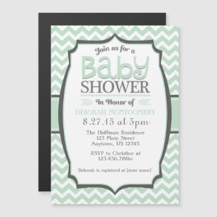Mint Green Chevron Magnetic Baby Shower Invite