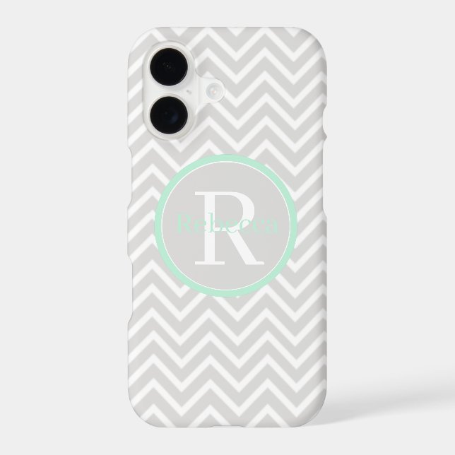 Mint Green Chevron Monogram Barely There Iphone Case (Back)