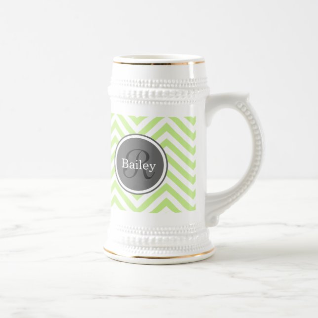Mint Green Chevron Monogram Beer Stein (Right)