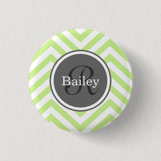 Mint Green Chevron Monogram Button (Front)