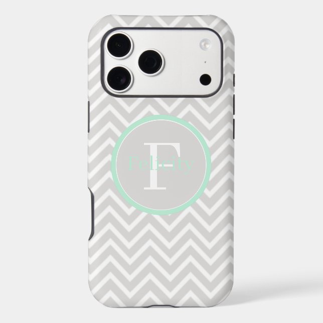 Mint Green Chevron Monogram Iphone Case (Back)