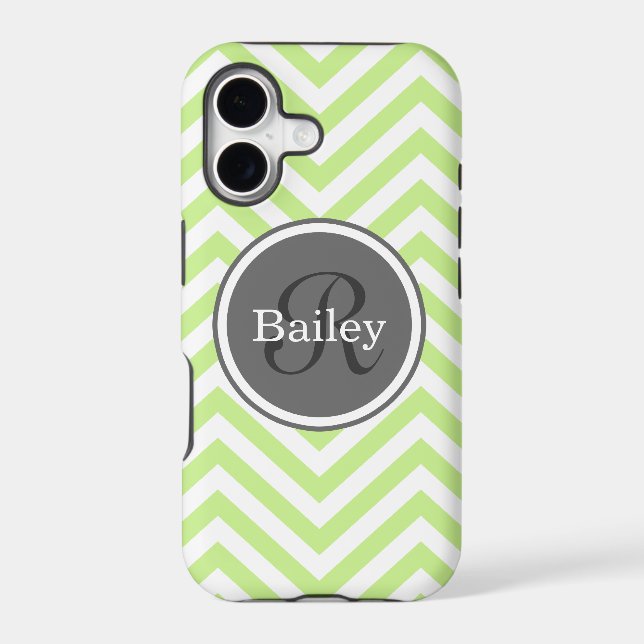 Mint Green Chevron Monogram Iphone Case (Back)